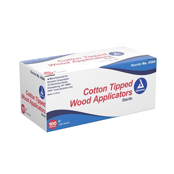 Non-Sterile Cotton Tipped Applicators, 3 Wood Shaft, 100 Per Bag